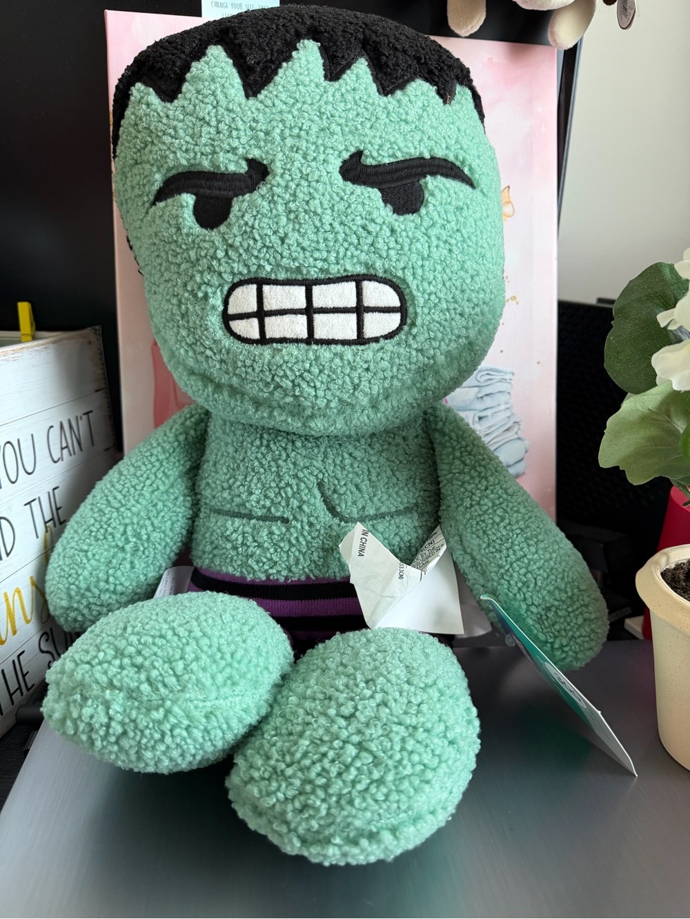 Green Plush Superhero Toy - Kids Stuffed Hulk-Style Character